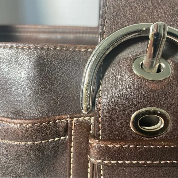 Coach Brown Large Leather Satchel Shoulder Bag - Picture 3 of 9